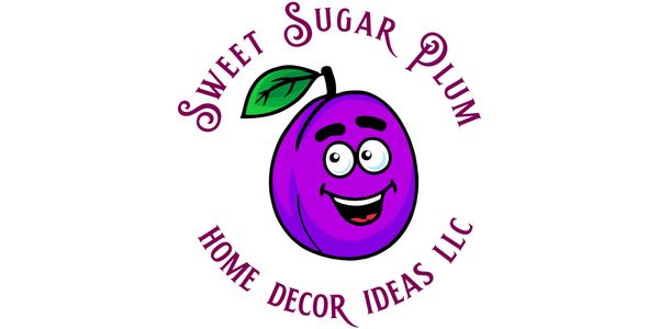 A cheerful purple plum logo for Sweet Sugar Plum Home Decor Ideas LLC.