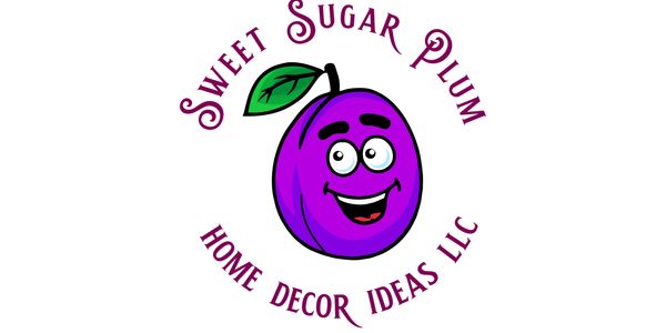 A cheerful purple plum logo for Sweet Sugar Plum Home Decor Ideas LLC.