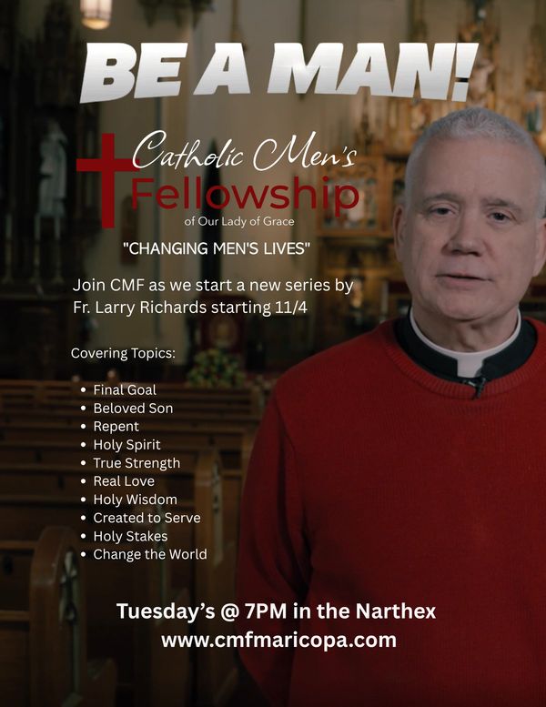 Catholic Men's Fellowship invites men to a new series starting 11/4 with Fr. Larry Richards.