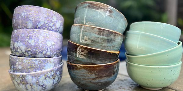 Ceramic pottery handcrafted bowls with beautiful glazes