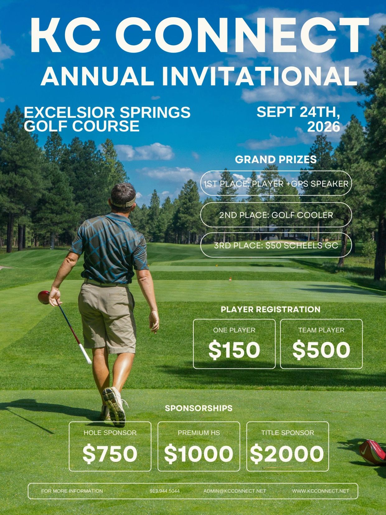 Golf tournament invitation at Excelsior Springs on Sept 24, 2026.