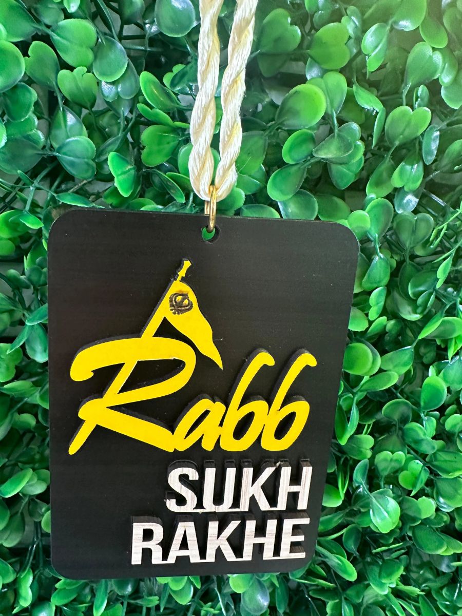 RAB SUKH RAKHE BALCK YELLOW CAR HANGING