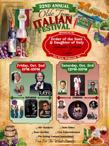 22nd Annual Olde Tyme Italian Festival at Fox Park, Wildwood, NJ.