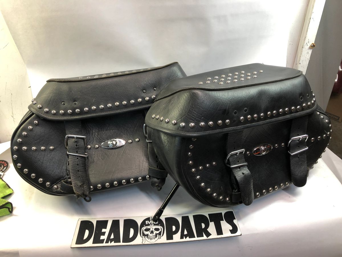 Harley heritage softail studded FLSTC hard leather saddlebags bags