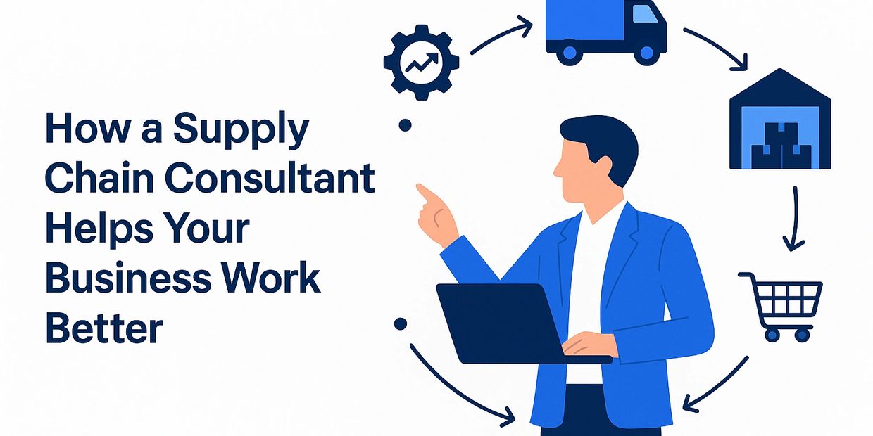 How a Supply Chain Consultant Helps Your Business Work Better- Graphic with end to end product flow