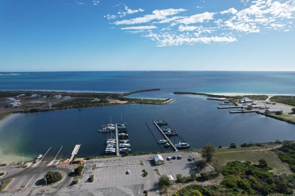 Jurien Bay Marina on a sunny day.