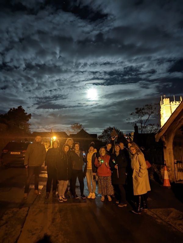 Enjoying the Dunster Ghost Walk in the Full Moon