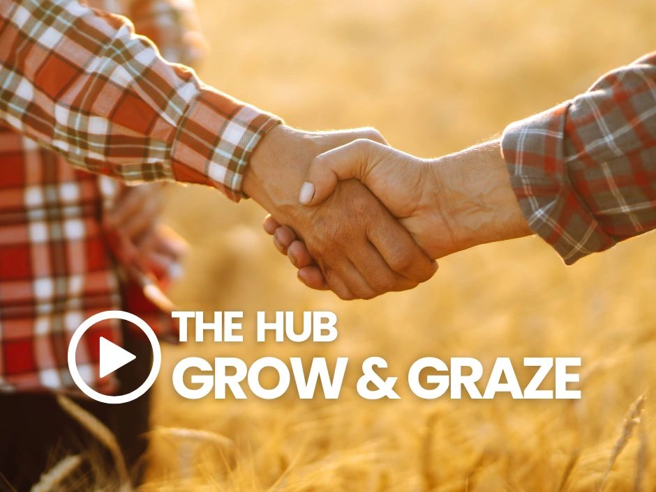 two men shaking hands in a field