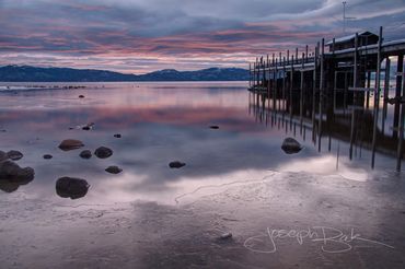 A freezing Lake Tahoe in pink and grey. 11.30.16 sunrise. 
