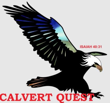 Illustration of a flying eagle with 'Calvert Quest' and 'ISAIAH 40:31' text.