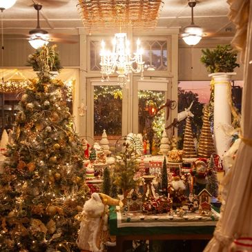 Interior view of The Christmas Store in Calvert, Texas