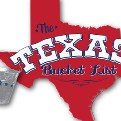 Logo of The Texas Bucket List with a bucket and Texas state outline.