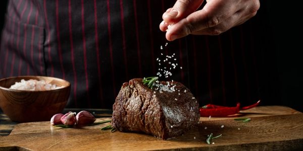 Fleur de Sel on a perfectly seared steak