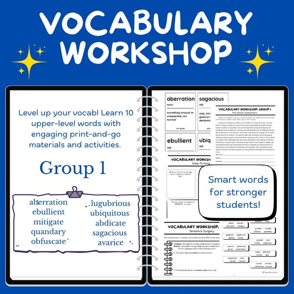Vocabulary workshop with advanced words and engaging activities for strong students.