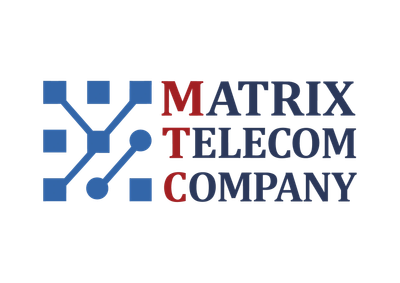 Logo for Matrix Telecom Company with digital network symbol.