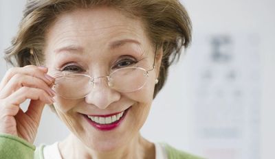 Senior women happy with new glasses