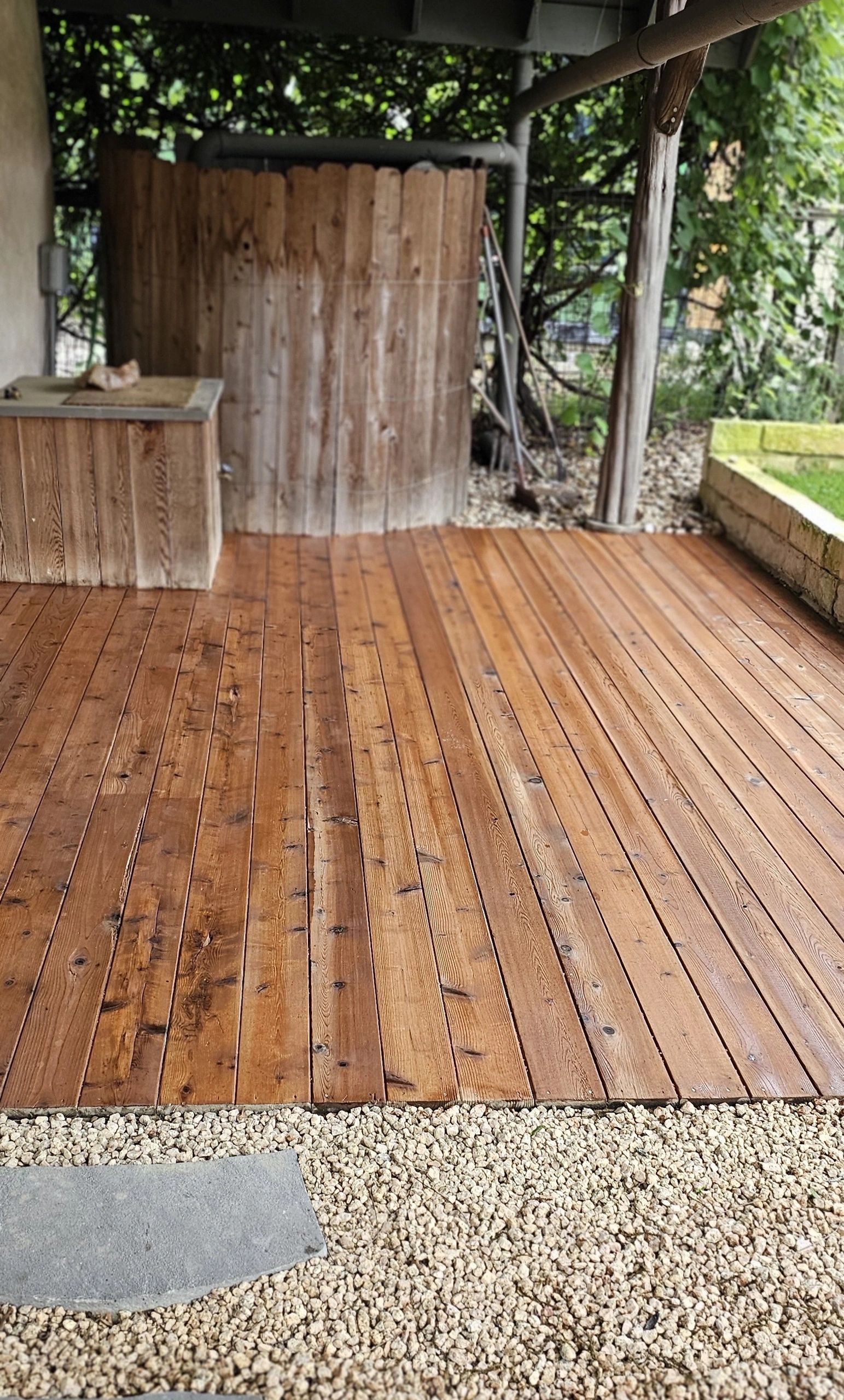 Home exterior being cleaned or maintained