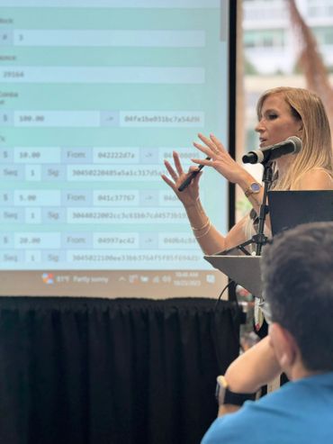 Analia Bogdan at the ATA conference talking about crypto currency, blockchain and translation
