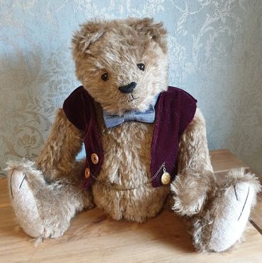 Edward, handmade bear with velvet waistcoat and bowtie.