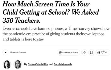 How Much Screen Time Is Your Child Getting at School? We Asked 350 Teachers. 