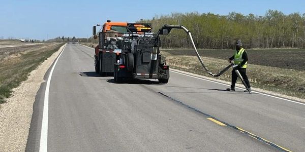 Crack sealing a Township Road