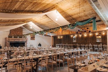 Wedding breakfast with banquet tables