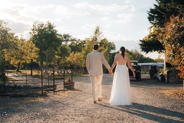 sunset walks down the driveway