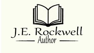 Blank open book clip art with the authors name, J.E. Rockwell underneath. Below that it says Author.