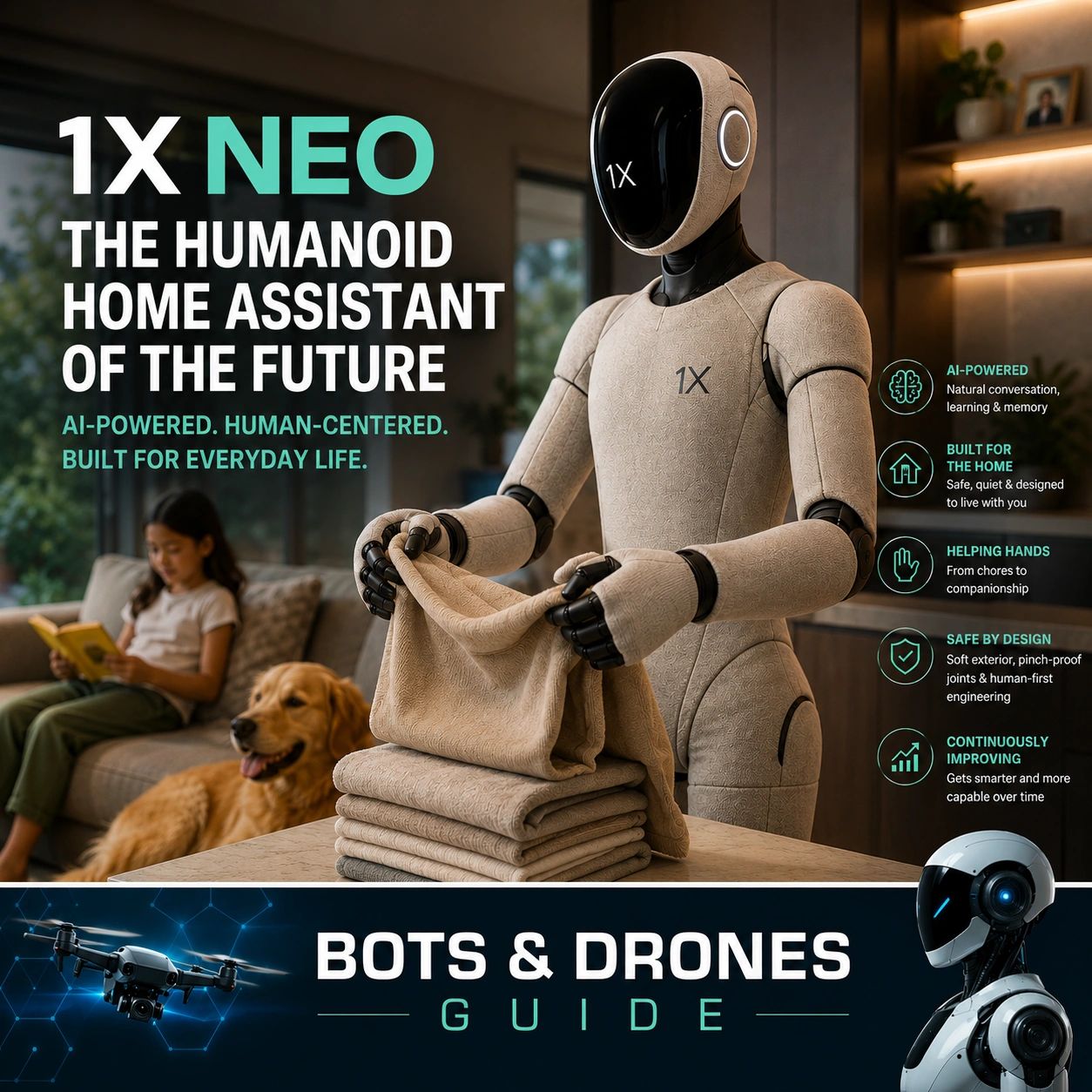 1X Neo Home Assistant Humanoid Robot - Bots & Drones Guide