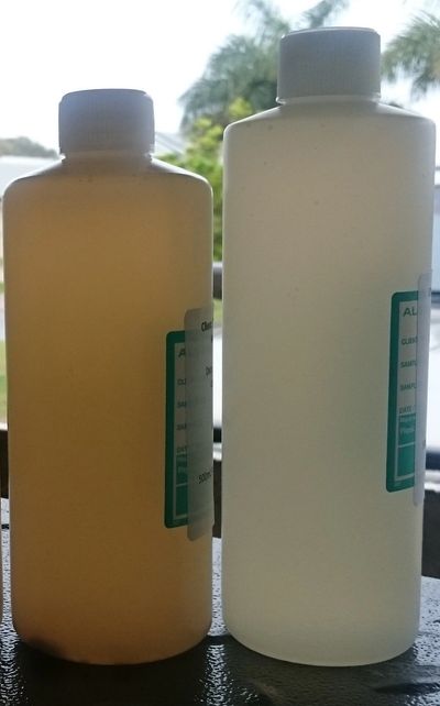 Water samples from inlet and outlet