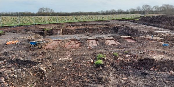 Excavation area showing some brick structures