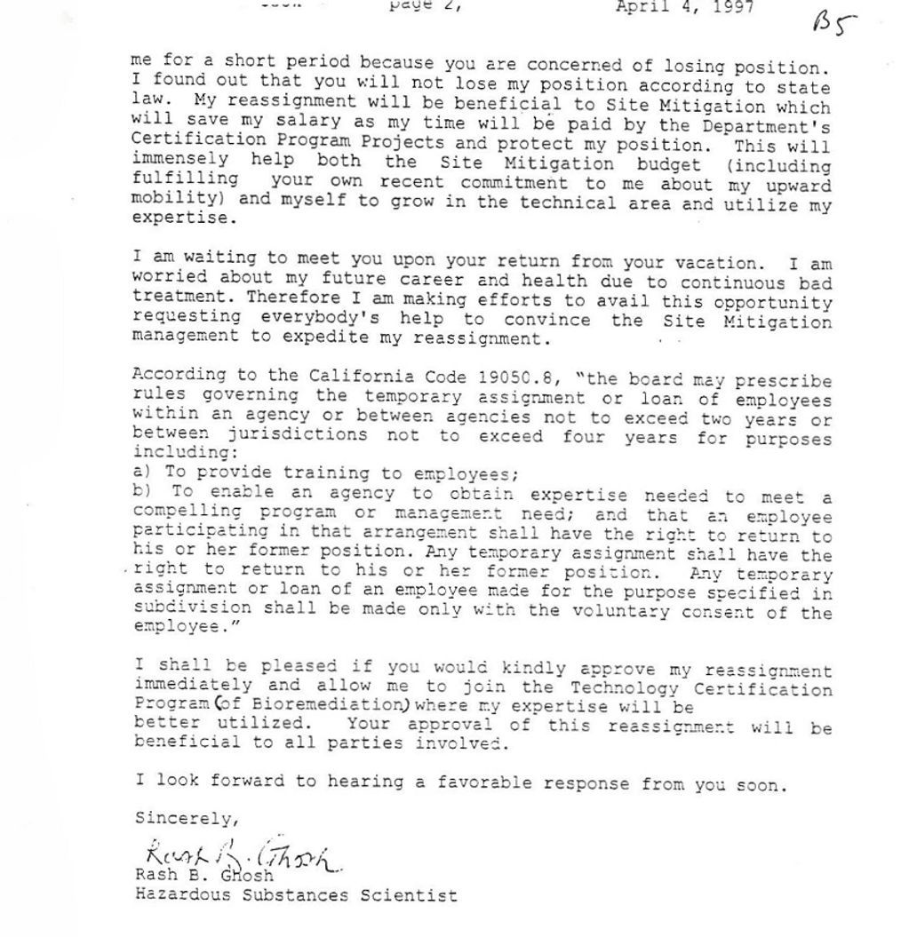 A second page of Dr. Ghosh's letter