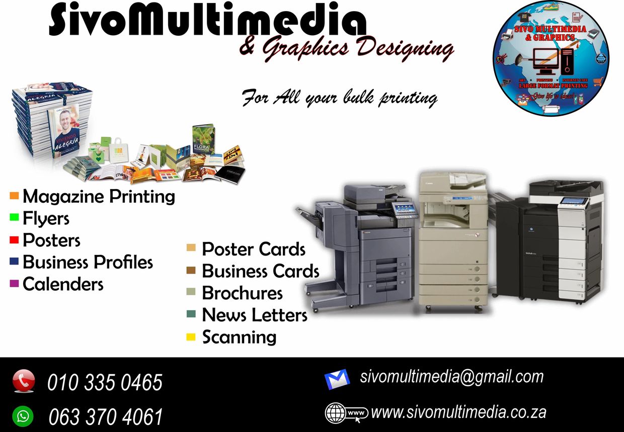 Sivo Multimedia & Graphics Design print shop Center, We offer a wide printing service business.