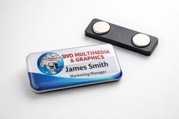 Professional magnetic name badges for staff identification and branding
