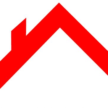 Red house roof icon on white background.