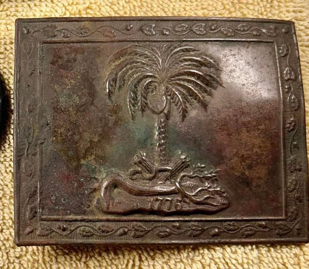 A Southern Loyalist's silver belt plate of the Revolutionary War