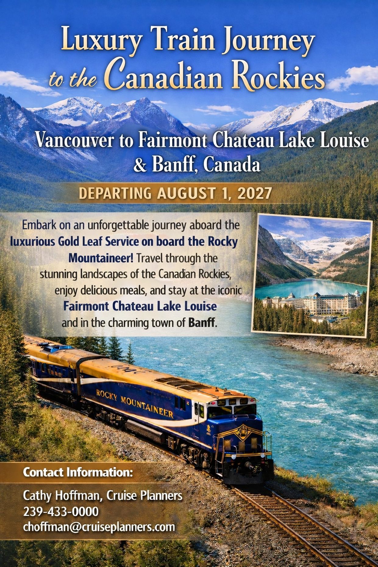Luxury train journey through the Canadian Rockies aboard the Rocky Mountaineer.