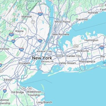 Map showing New York City and surrounding areas with major highways.
