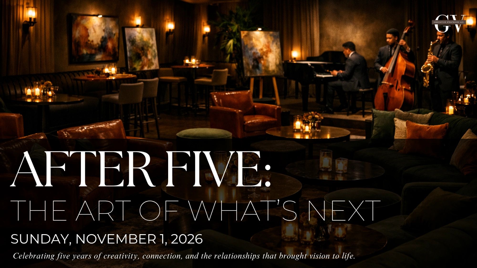 An elegant jazz lounge promoting an event on November 1, 2026.