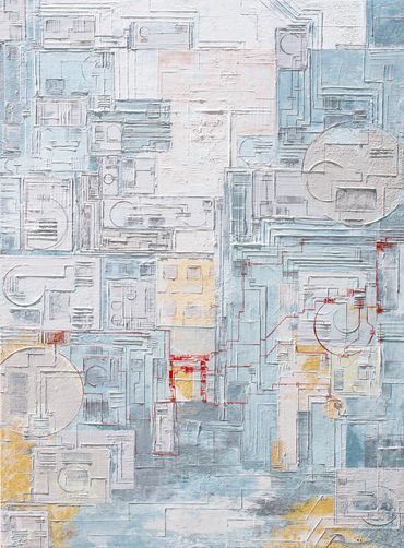 Birth of a Torii #13 (中野区 Nakano-ku), 51 cm x 71 cm x 2 cm, acrylic on canvas