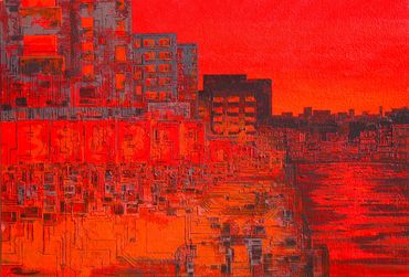 Birth of a Torii #16 (屋台 YATAI), 92 cm x 61 cm x 2 cm, acrylic on canvas
