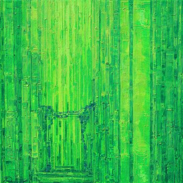 Birth of a Torii #17 (春日村 Kasuga), 61 cm x 61 cm x 4 cm, acrylic on canvas