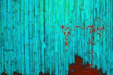 Commission: Birth of a Torii #19 (伏見稲荷 Fushimi Inari), 92 cm x 61 cm x 2 cm, acrylic on canvas