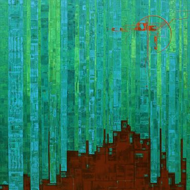 Birth of a Torii #21 (高台寺 Kodaiji), 152 cm x 152 cm (60" x 60"), acrylic on canvas 