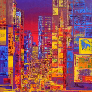 Birth of a Torii #23 (原宿 Harajuku), 61 cm x 61 cm x 4 cm, acrylic on canvas