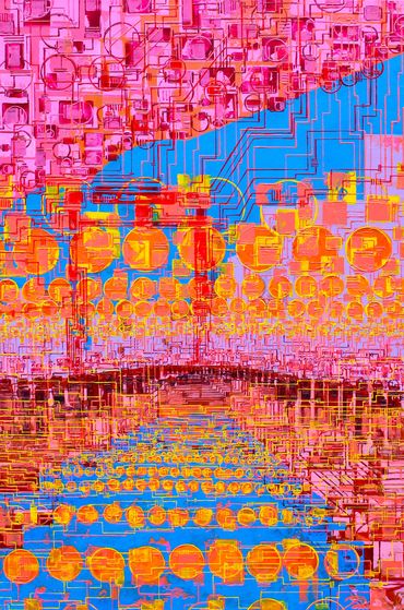 Birth of a Torii #25 (旧正月 Kyushogatsu), 61 cm x 92 cm x 2 cm, acrylic on canvas