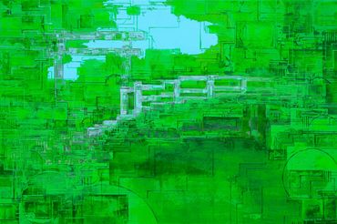 Birth of a Torii #37 (京都御苑 Kyoto-gyoen), 92 cm x 61 cm x 2 cm, acrylic on canvas. "Paintings by Rebe