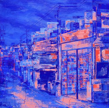 Birth of a Torii #38 (コンビニ KONBINI), 24" x 24", acrylic on canvas, 2026
Paintings by Rebecca J. Whit