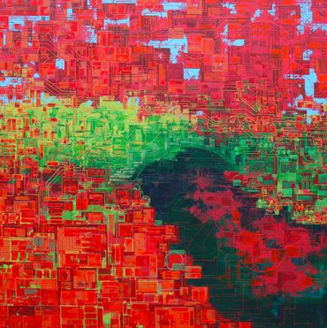 Birth of a Torii #22 (嵐山 Arashiyama), 152 cm x 152 cm (60" x 60"), acrylic on canvas