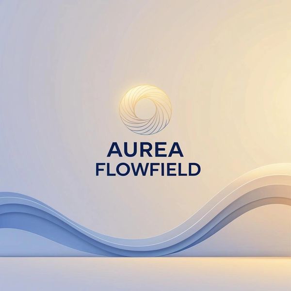 Minimalistic logo and text for Aurea FlowField.
